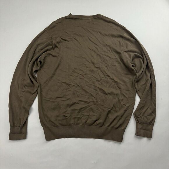 Greg Norman Green/Brown Knit V-Neck Long Sleeve Sweater Size XL Golf Cotton - Picture 11 of 12